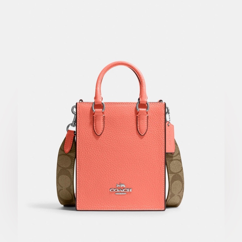 Coach North South Mini Tote With Signature Canvas